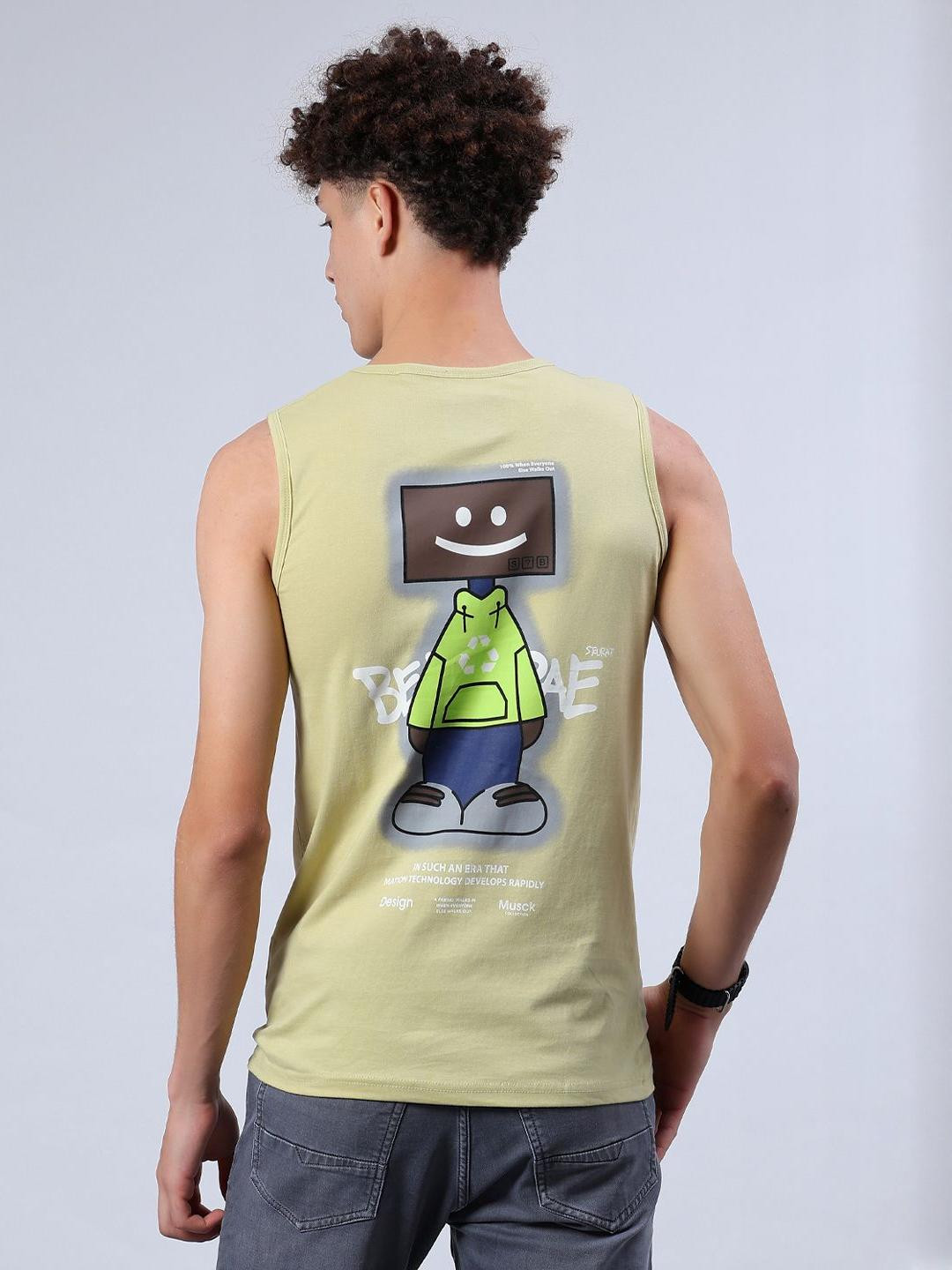 V-Mart Men Printed Cotton Single Jersey Round Neck Innerwear Vest