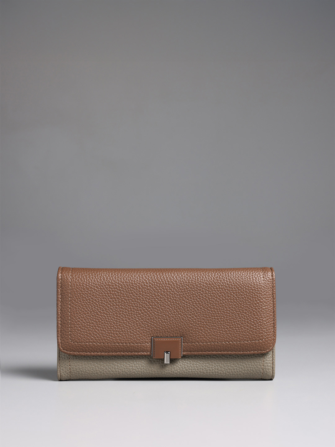 Lino Perros Women Buckle Detail Two Fold Wallet with SIM Card Holder