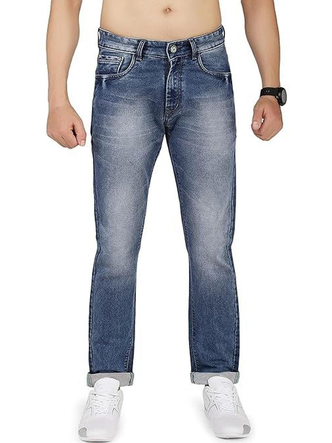 Votico Men London Slim Fit Mid-Rise Heavy Fade Jeans