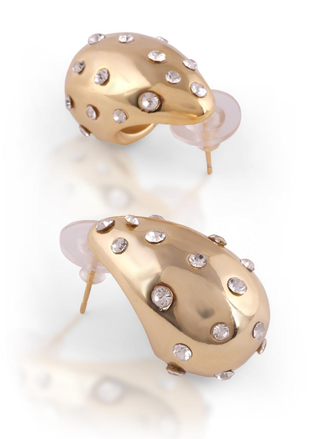 CROWN NINE Gold-Plated Copper Cubic Zirconia Drop Earrings