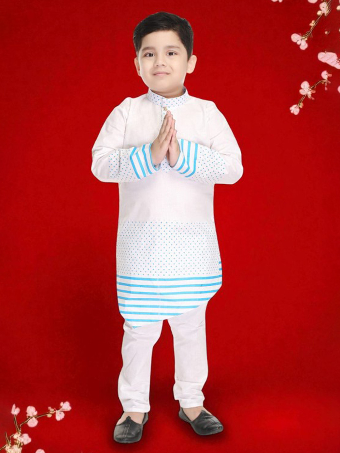 NEW GEN Boys Geometric Printed Mandarin Collar Kurta with Pyjamas