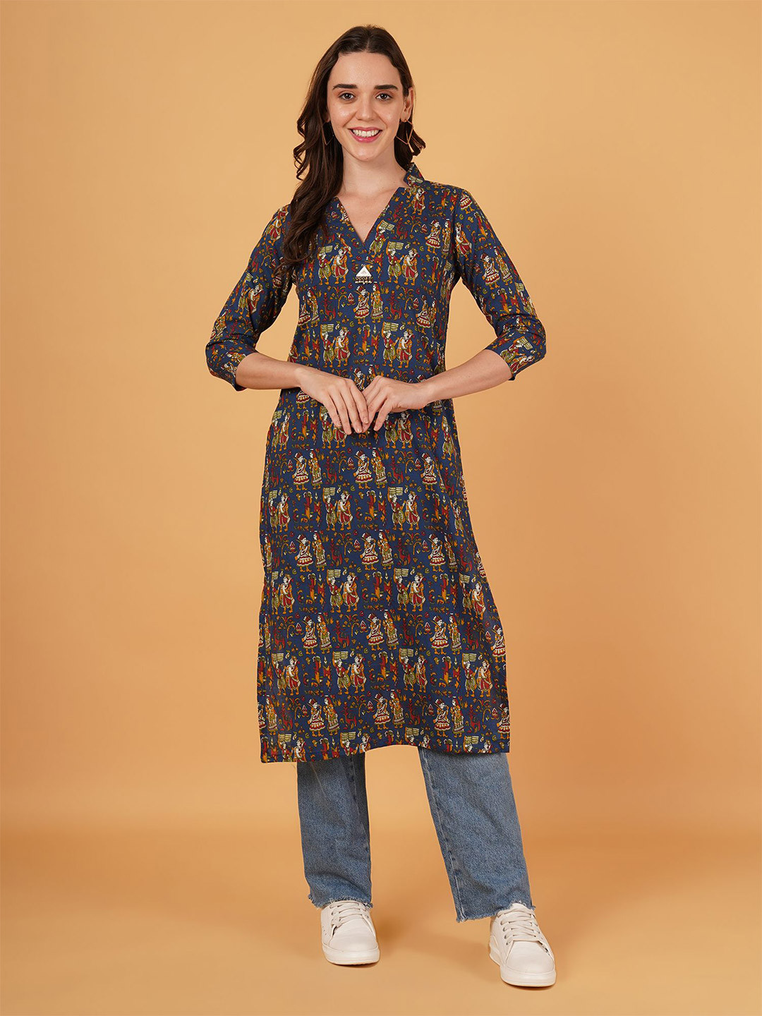 M FASHION Women Jaipuri Kalamkari Printed Cotton Kurta