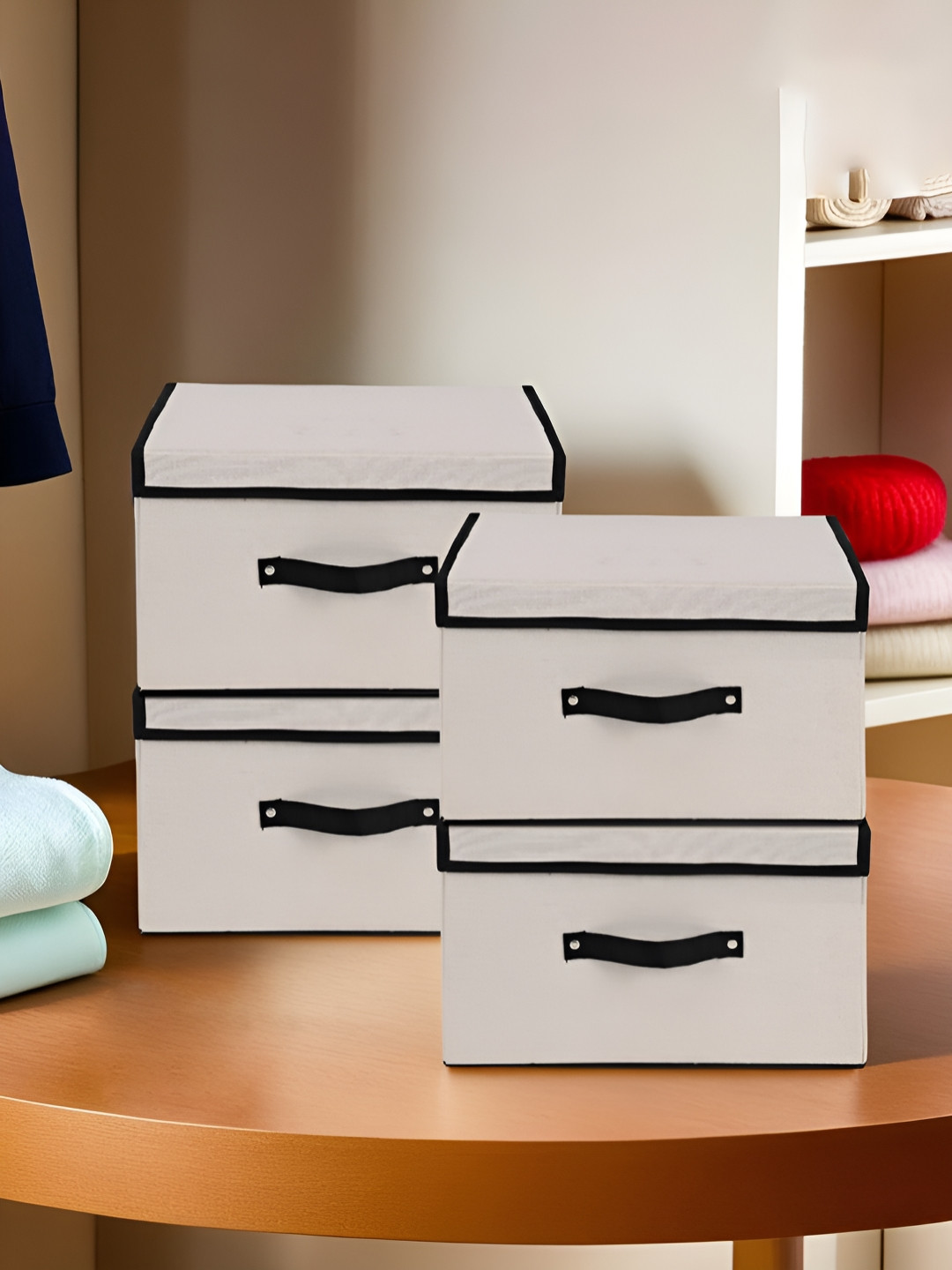 Myntra Elegant Homes White & Black 4 Pieces Clothes Drawer Organisers