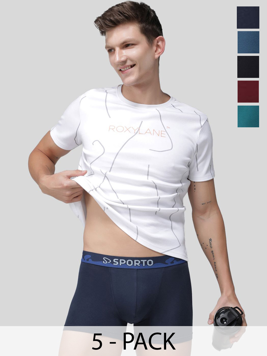 MACHO Sporto Men 3D fit Spandex Pack of 5 Short Trunks