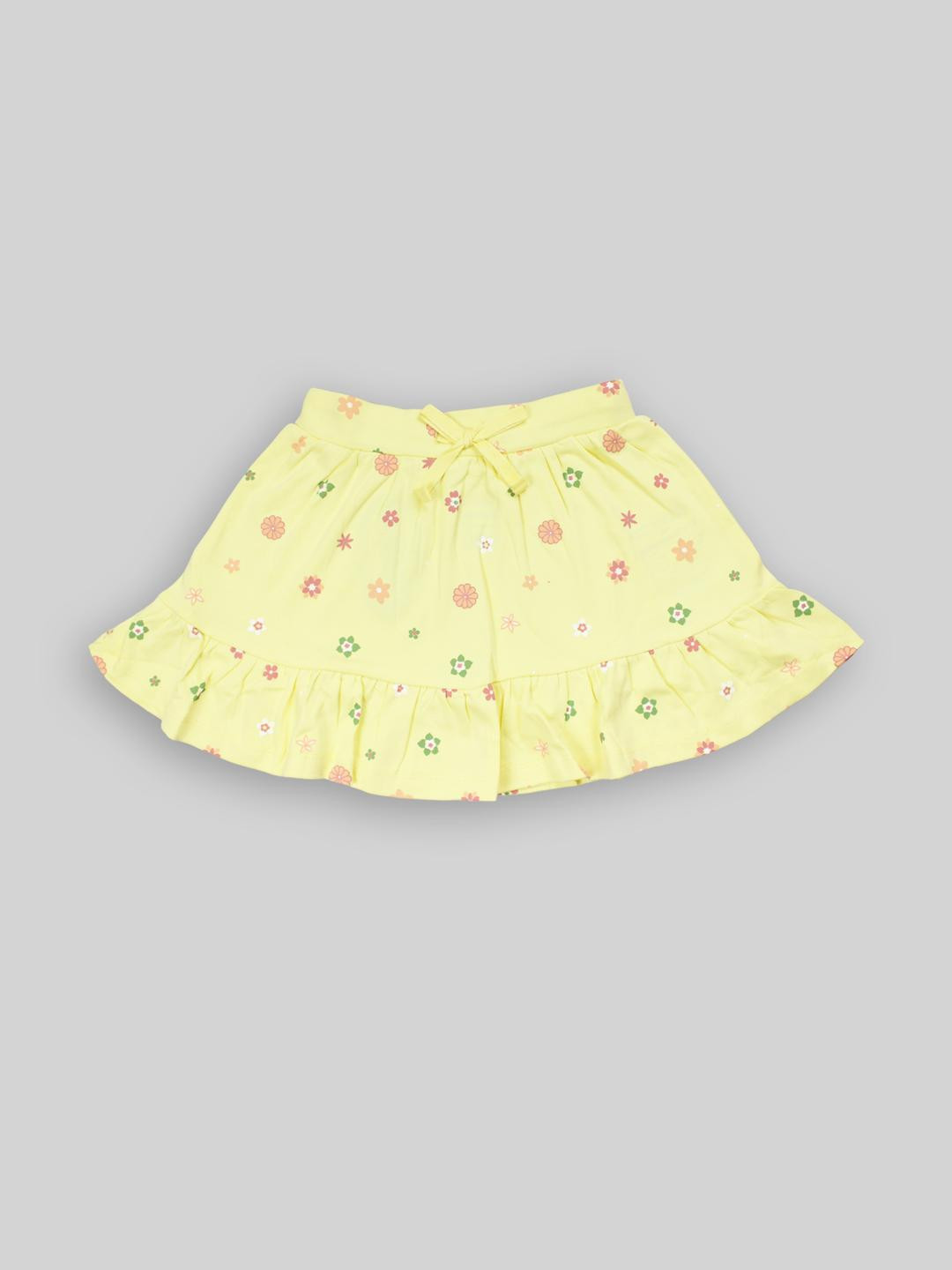 Awbabie Girls Printed Yellow Skirt