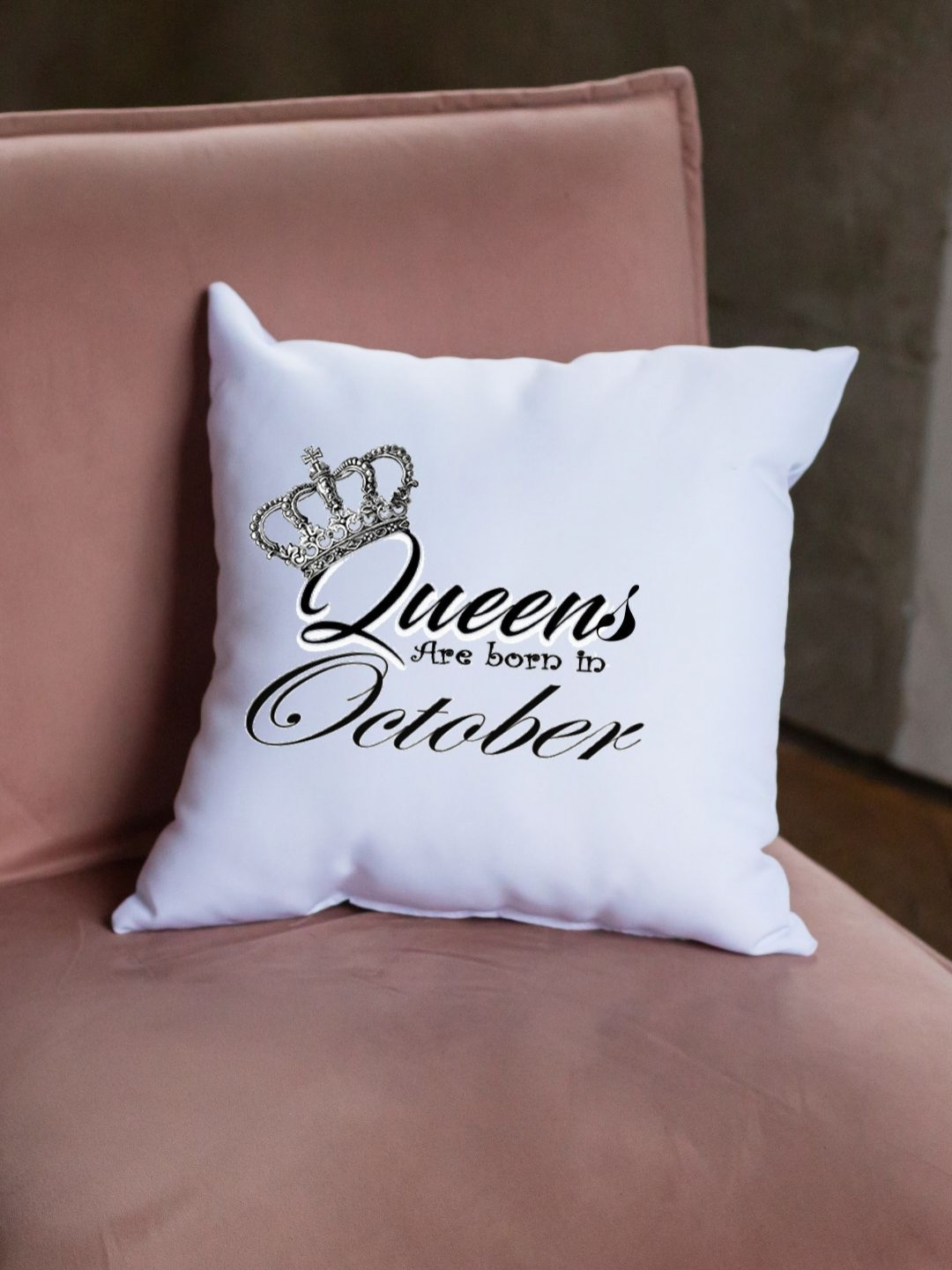 Loops n knots White & Black Queens Are Born In October Printed Pre Filled Cushion