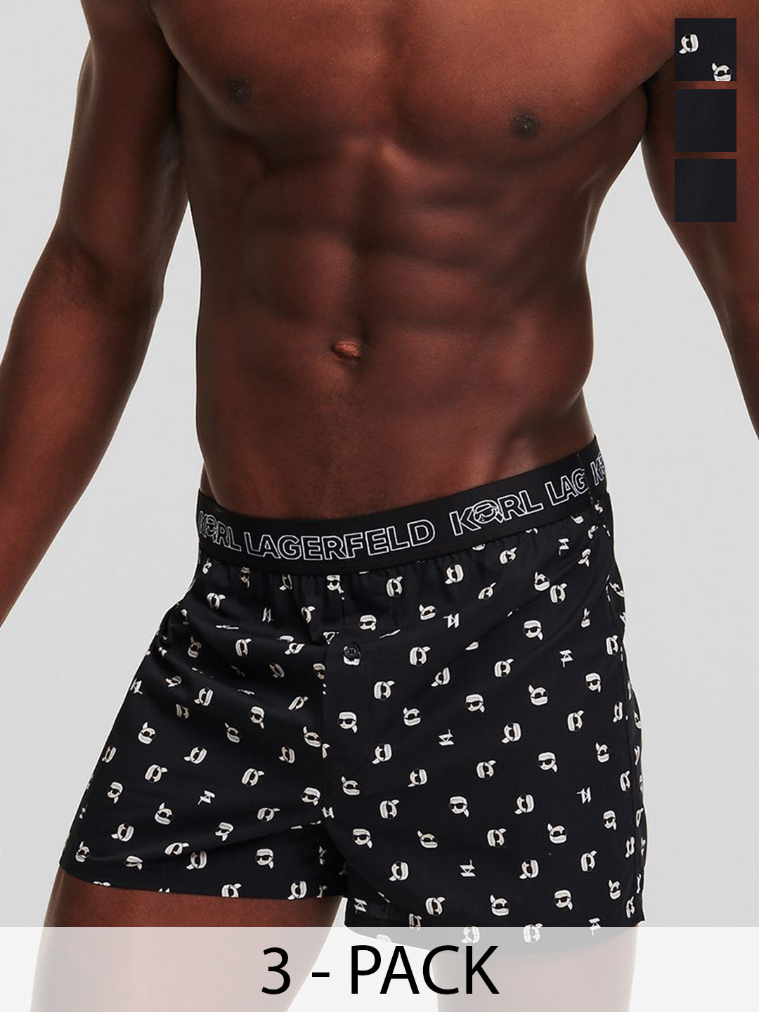 Karl Lagerfeld Men Pack Of 3 Printed Woven Boxer Shorts 0312095245A25003