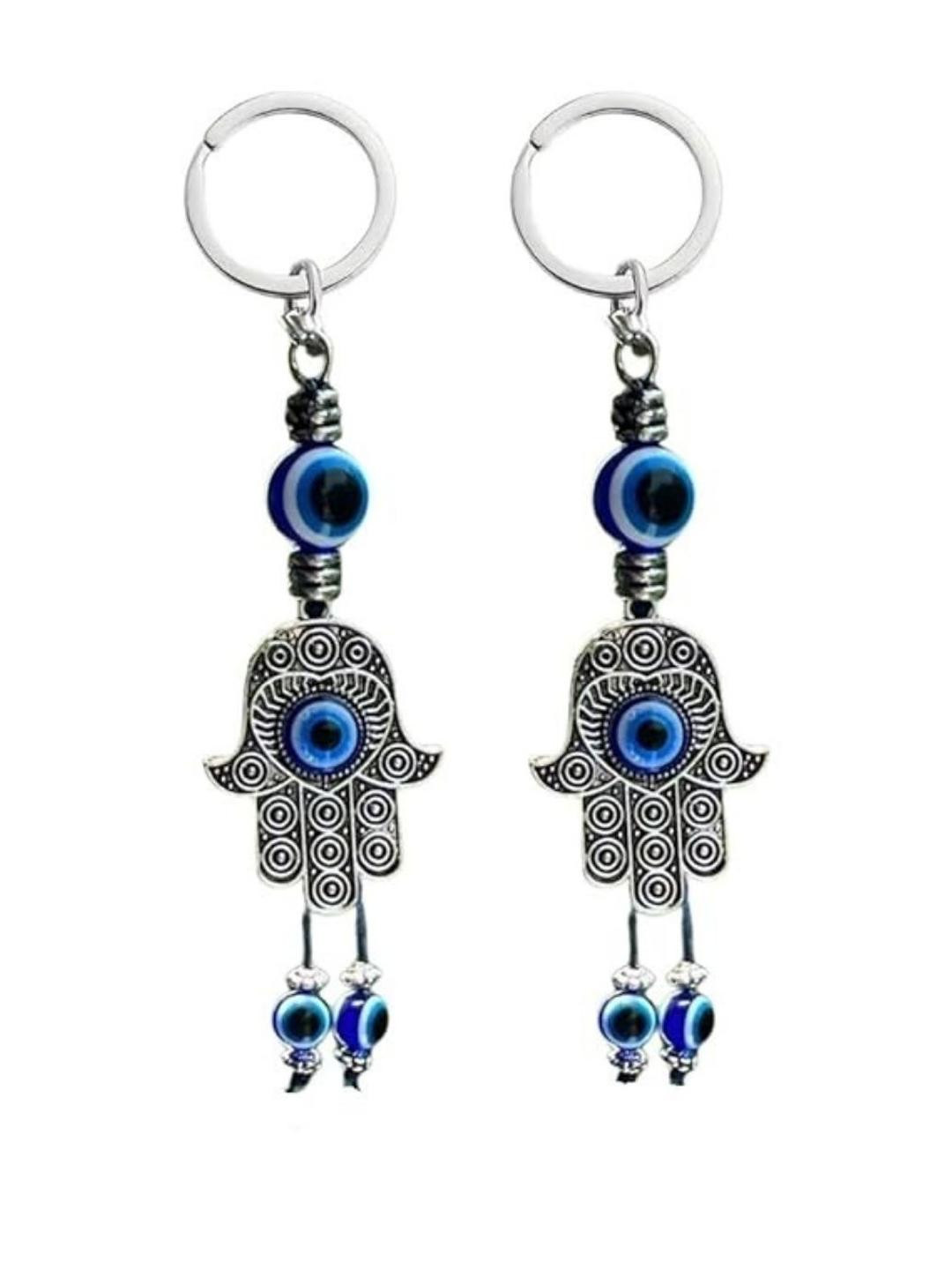 BLUE BEADS Enameled Metal Key chain