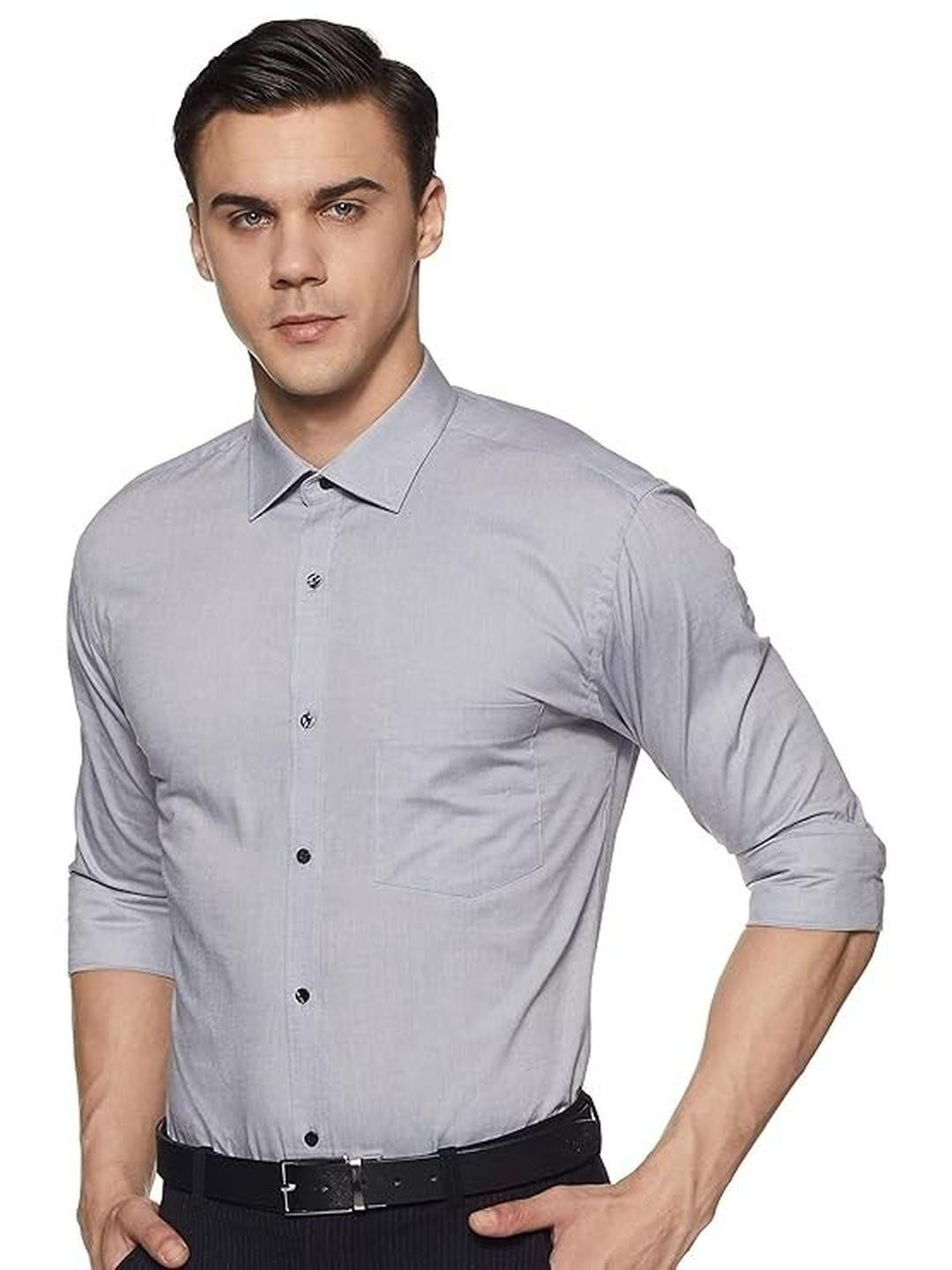 ISUEL FAB Men Grey Cotton Striped Formal Shirts