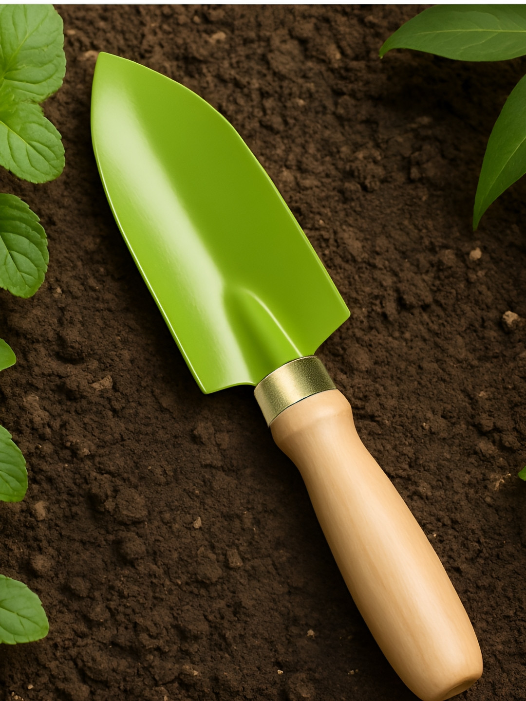 ecofynd Green & Beige Gardening Hand Trowel With Wooden