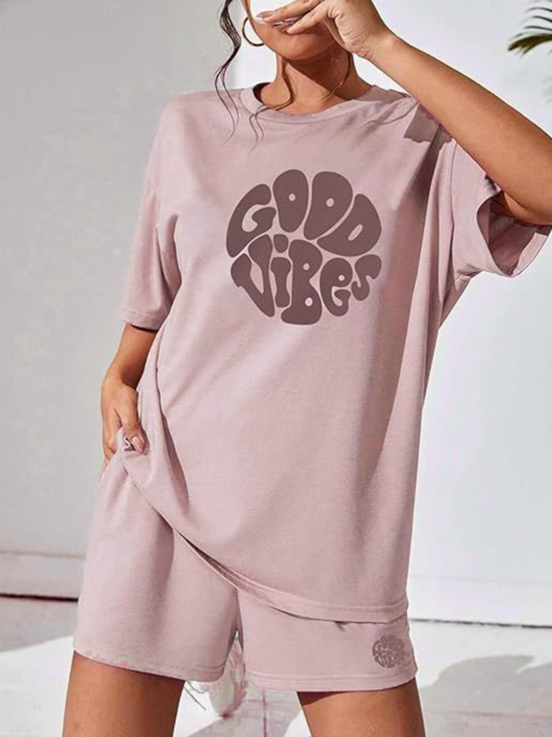 KSHS Women Printed Round Neck Top & Shorts Night Suits