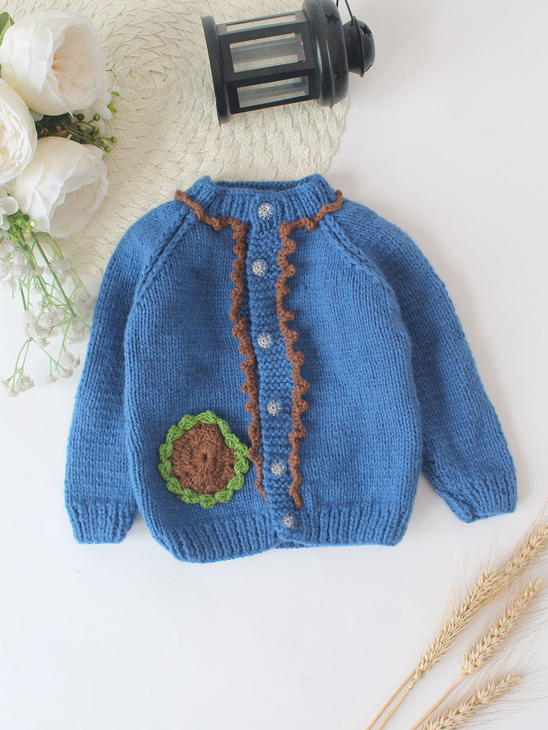 Woonie Kids Handknitted Cardigan With Scallop Detailed