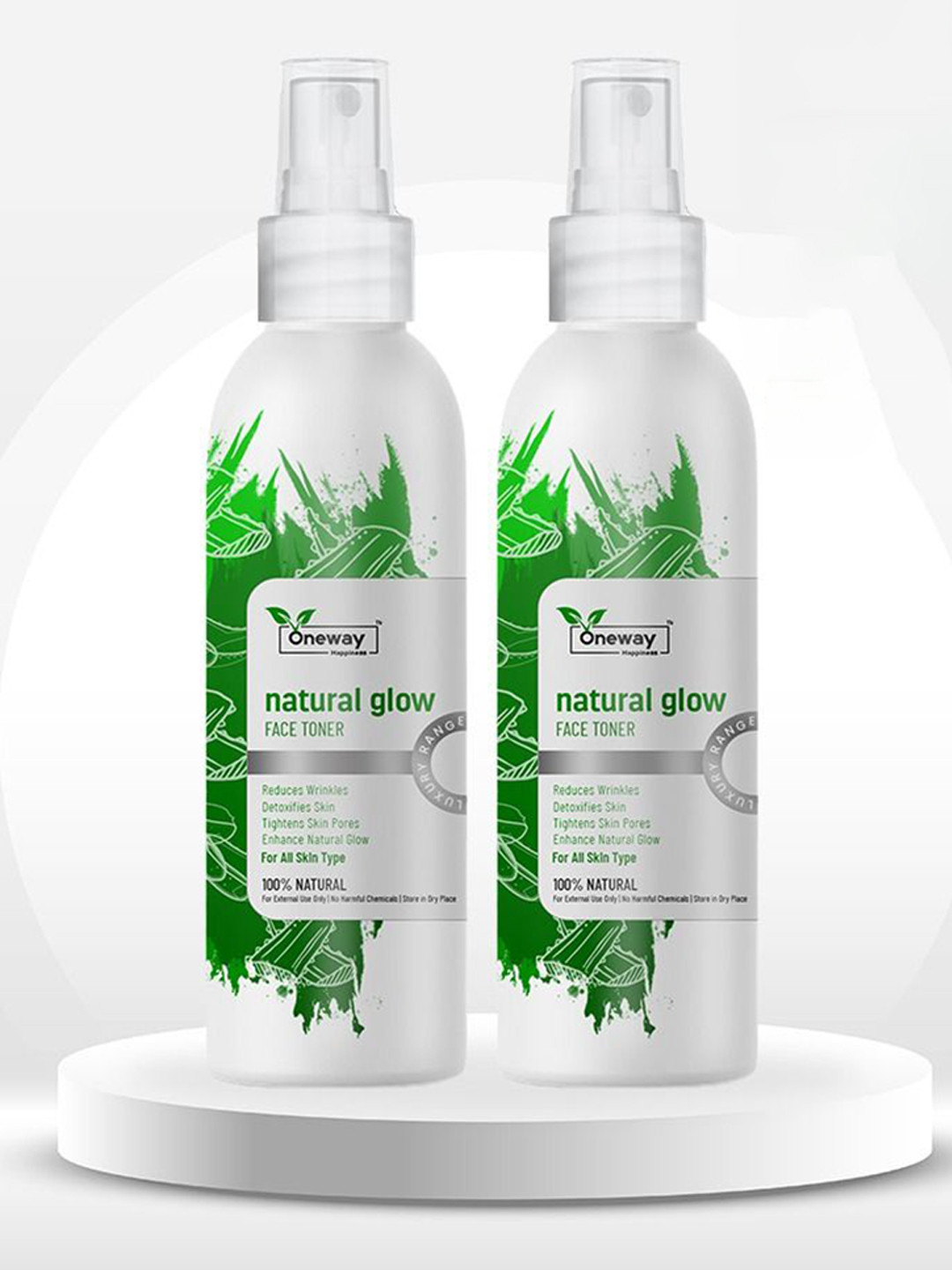 Oneway Happiness Set Of 2 Neem & Aloe Vera Face Toner For Glowing Skin- 100 ml Each