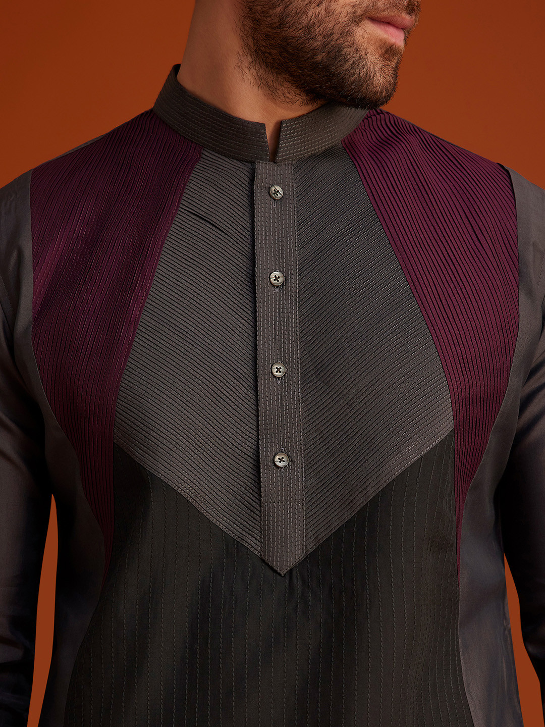 KALKI Fashion Striped Mandarin Collar Kurta With Trousers