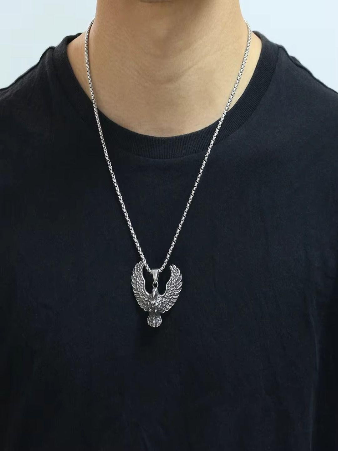 Vientiq Silver-Plated Eagle Pendant With Chain