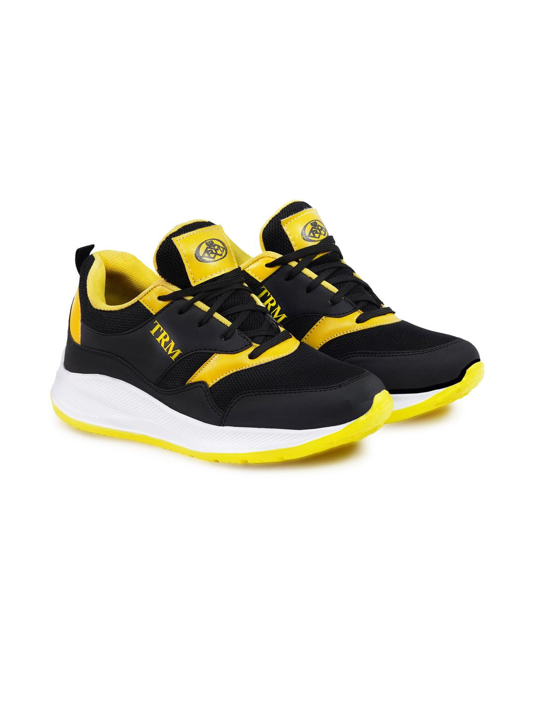 TRM Men Yellow & Black Lightweight Sneaker Shoes