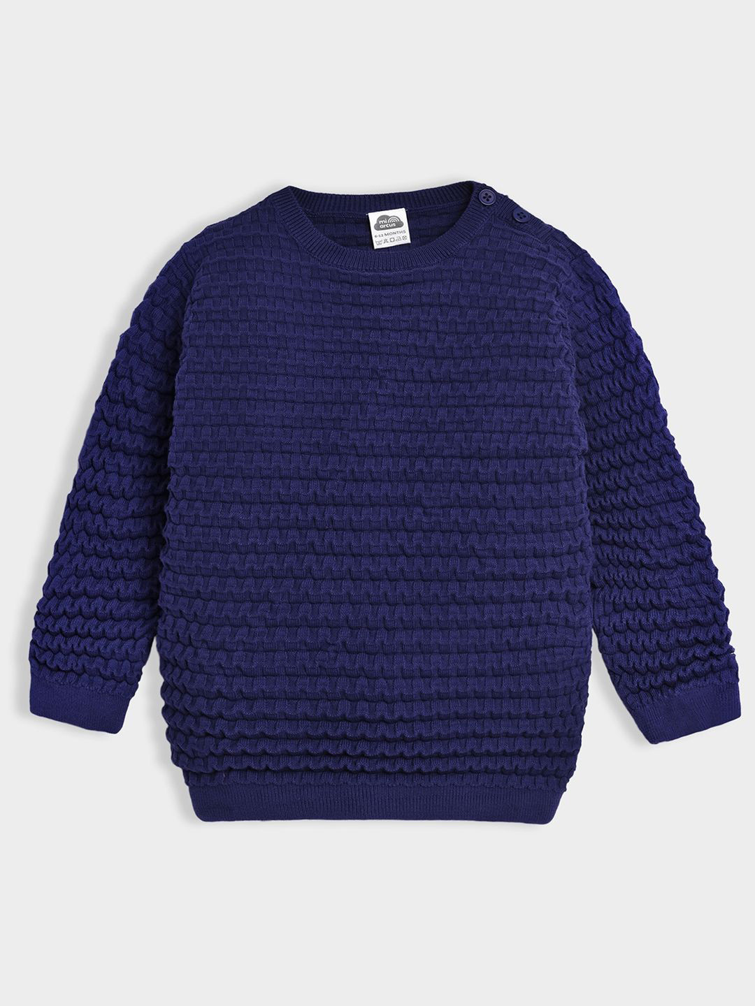 MiArcus Kids Full Sleeves Solid Sweater Blue