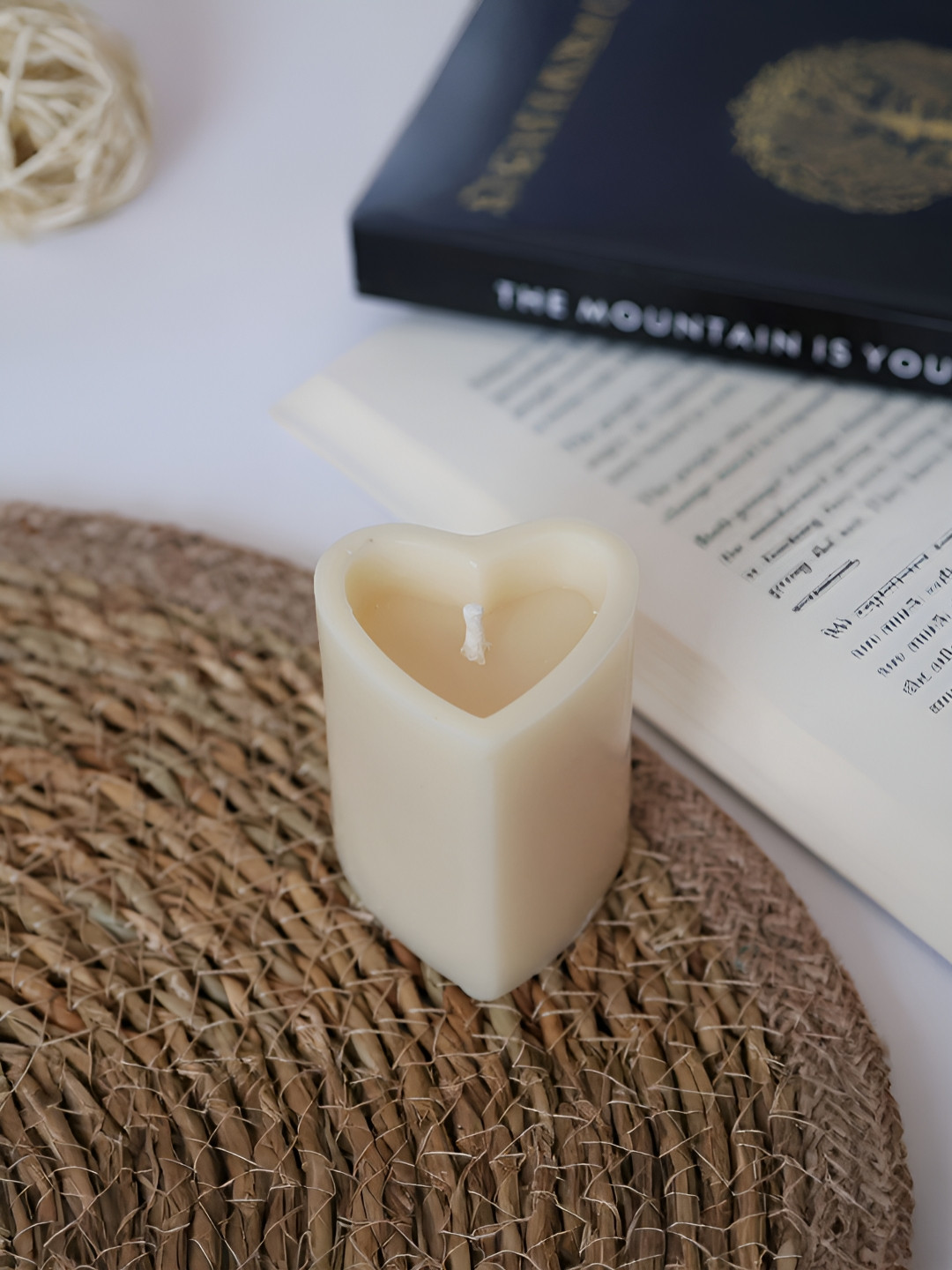 ENCEBIENCE Garden Rose 4 Pcs Heart Pillar Candle