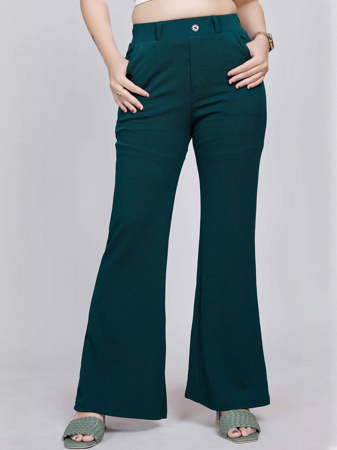 NUCOUTHS Women Textured Super High-Rise Wide Leg Pleated Trousers