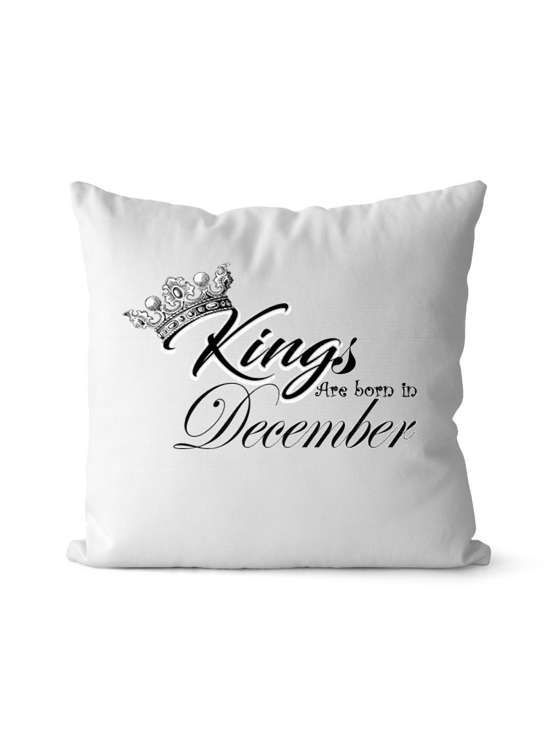Loops n knots White & Black Kings Are Born In December Printed Pre-Filled Cushion