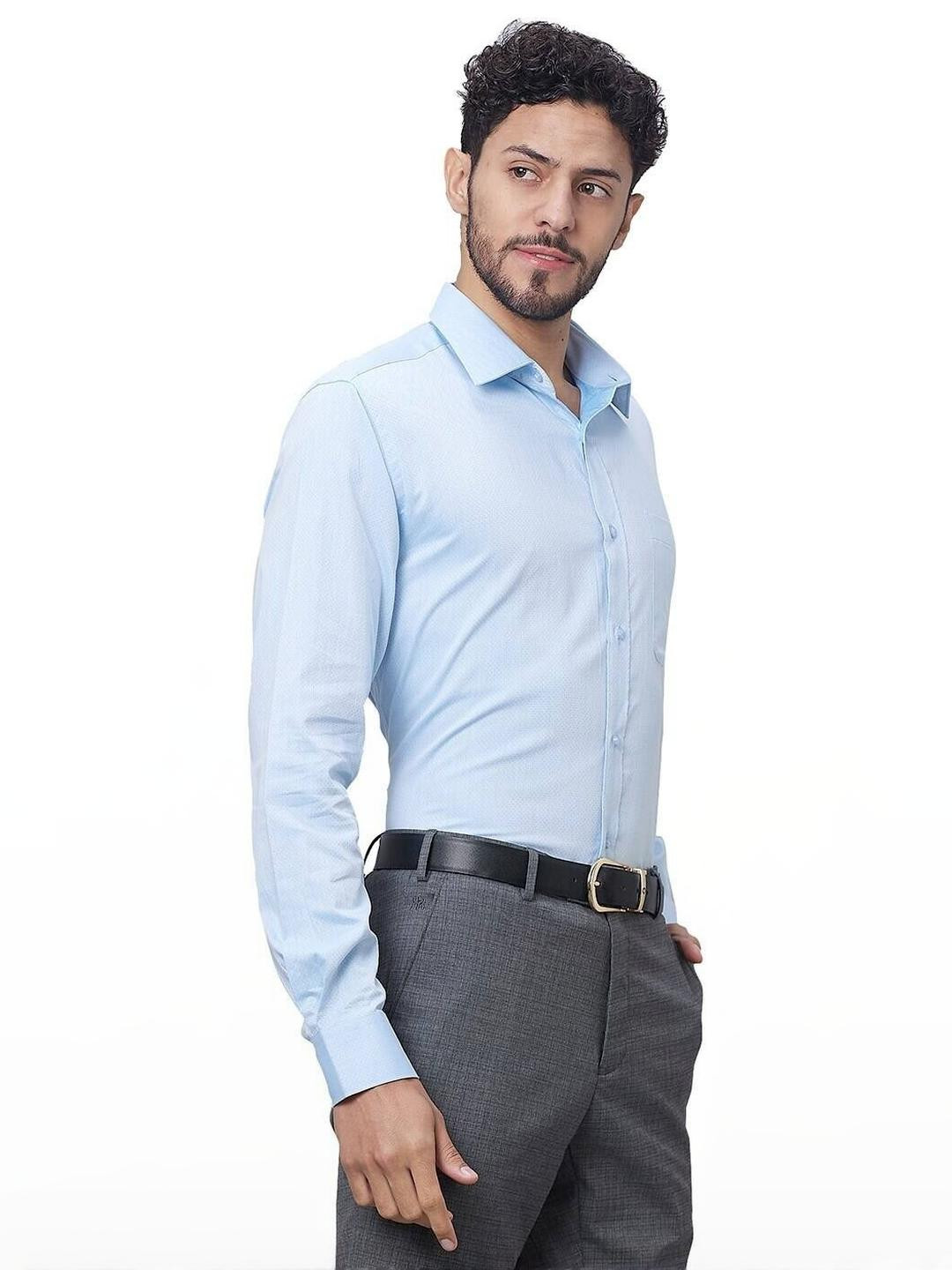 ISUEL FAB Men Blue Cotton Striped Formal Shirts