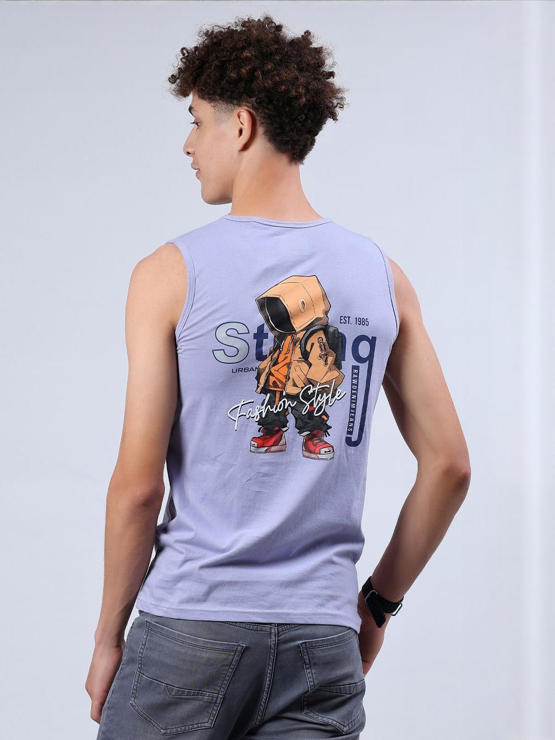 V-Mart Men Printed Cotton Single Jersey Round Neck Innerwear Vest