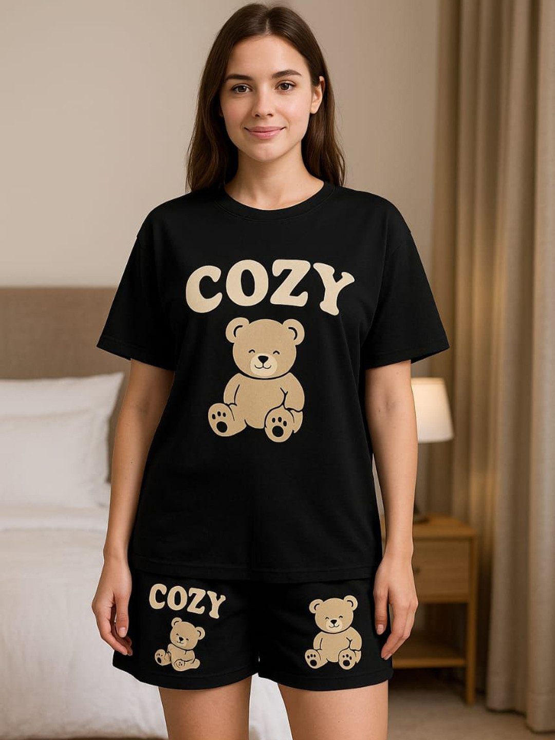 KSHS Graphic Printed Pure Cotton T-shirt With Shorts
