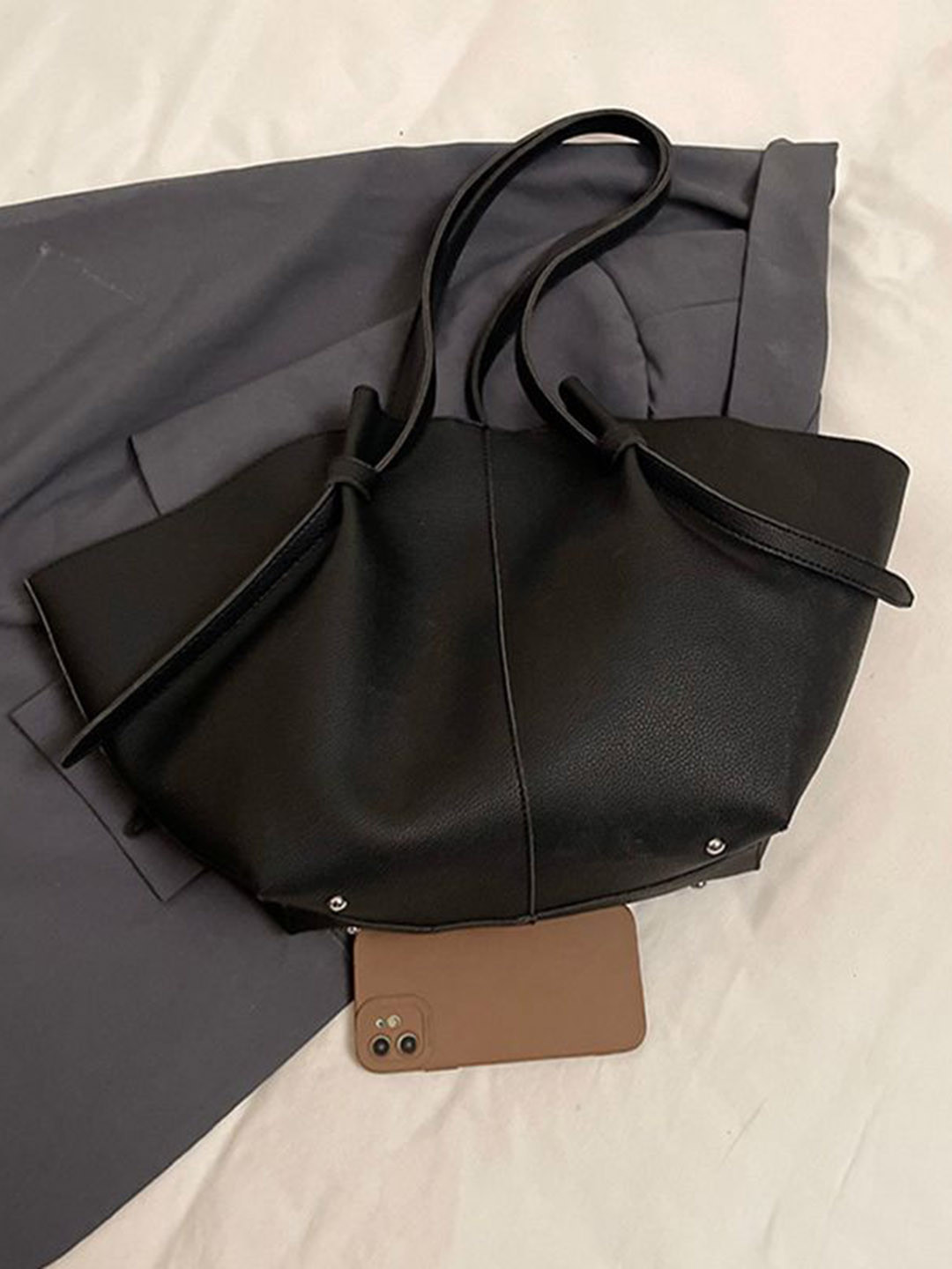 CORSICA Two Handles Non-Detachable Sling Strap Zip Detail Bucket Tote Bag