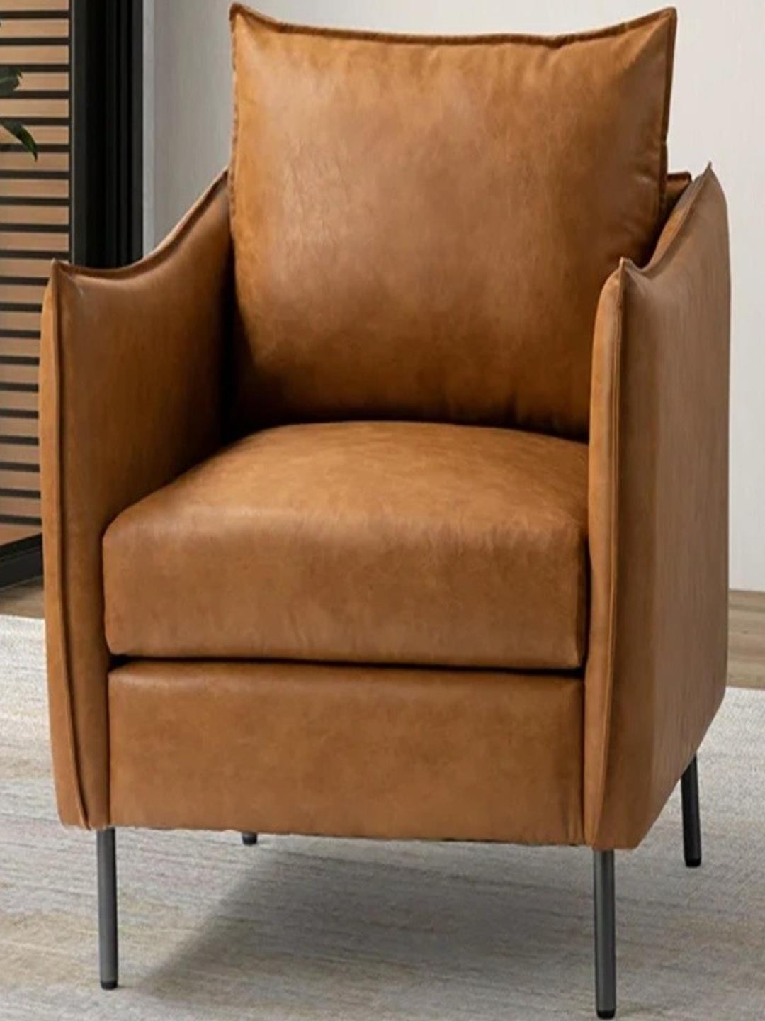 DOE BUCK Tan Faux Leather Lounge Chair