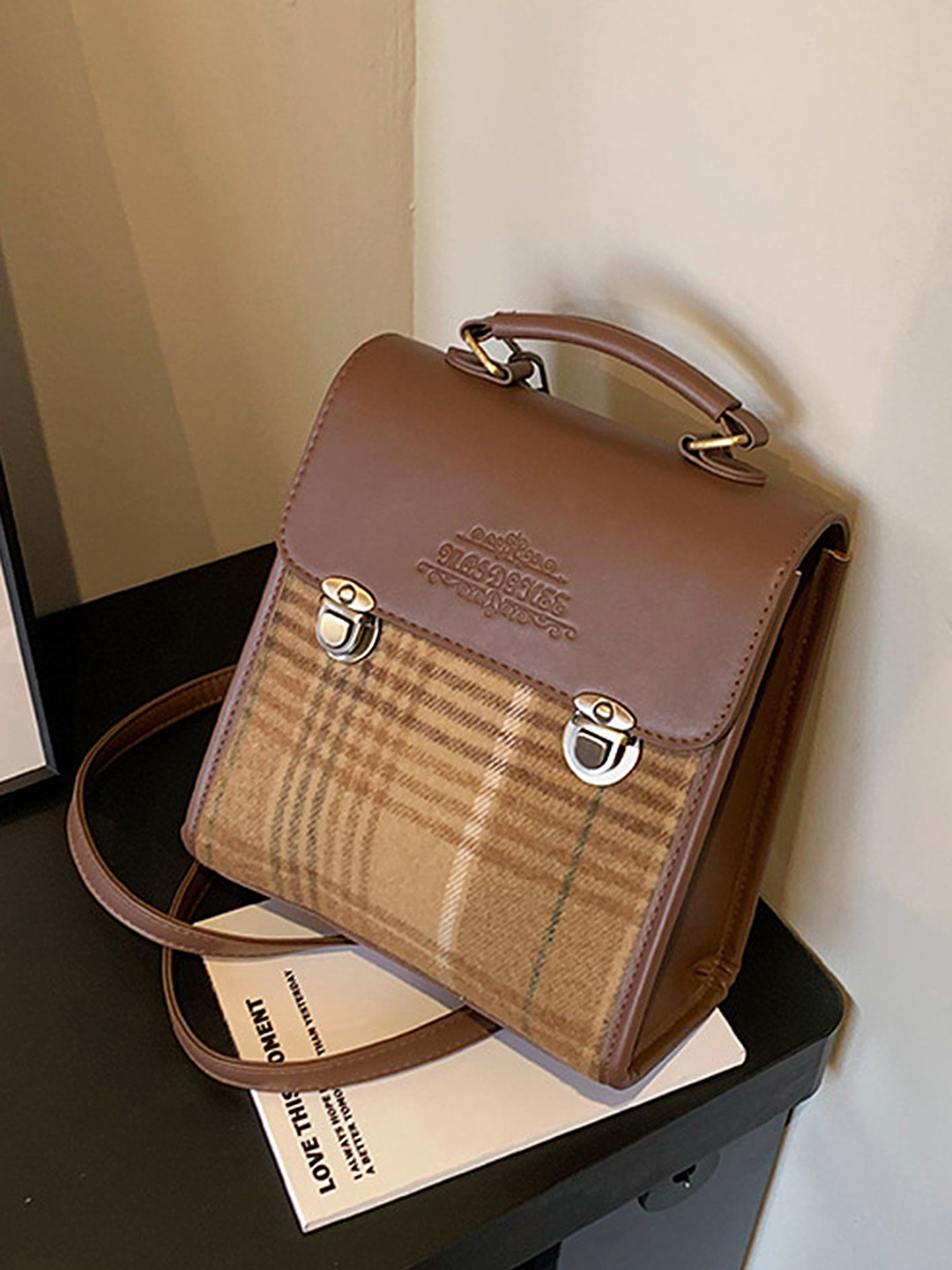 LULU & SKY Women Geometric Printed Flap Front Backpack