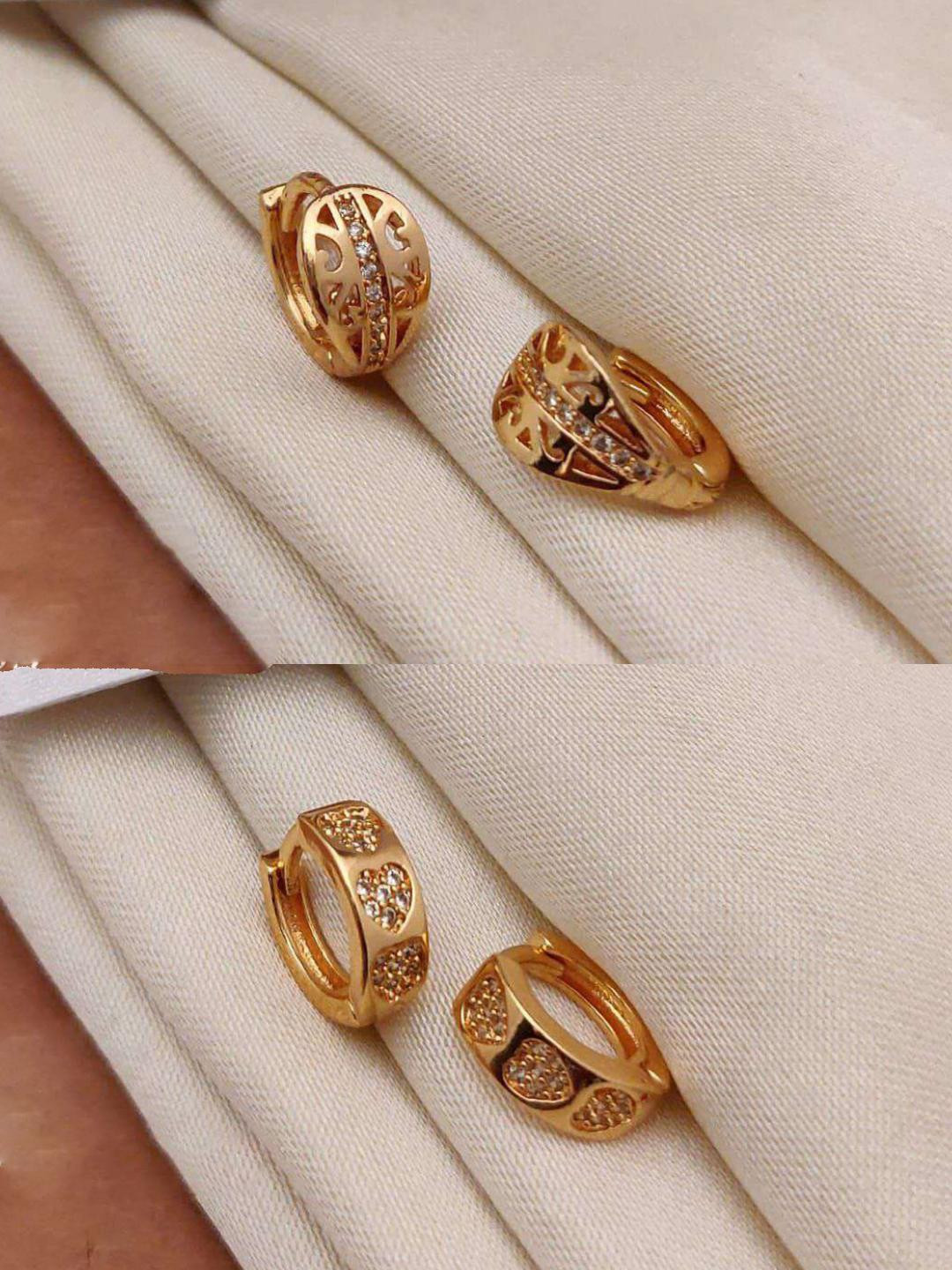 TACORRY Gold-Plated Copper Cubic Zirconia Hoop Earrings