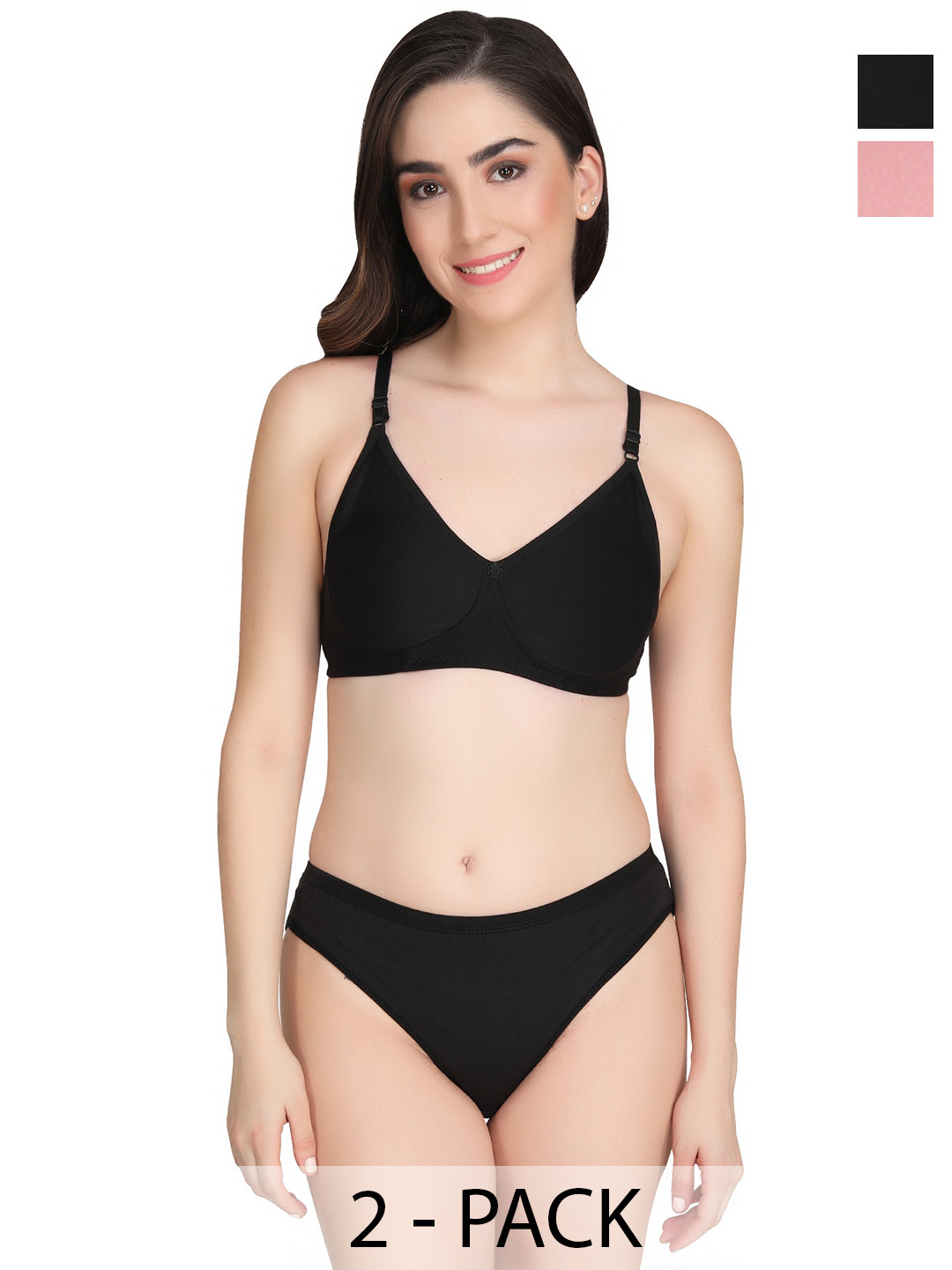 Liigne Pack Of 2 Women Everyday Padded Bra Lingerie Sets