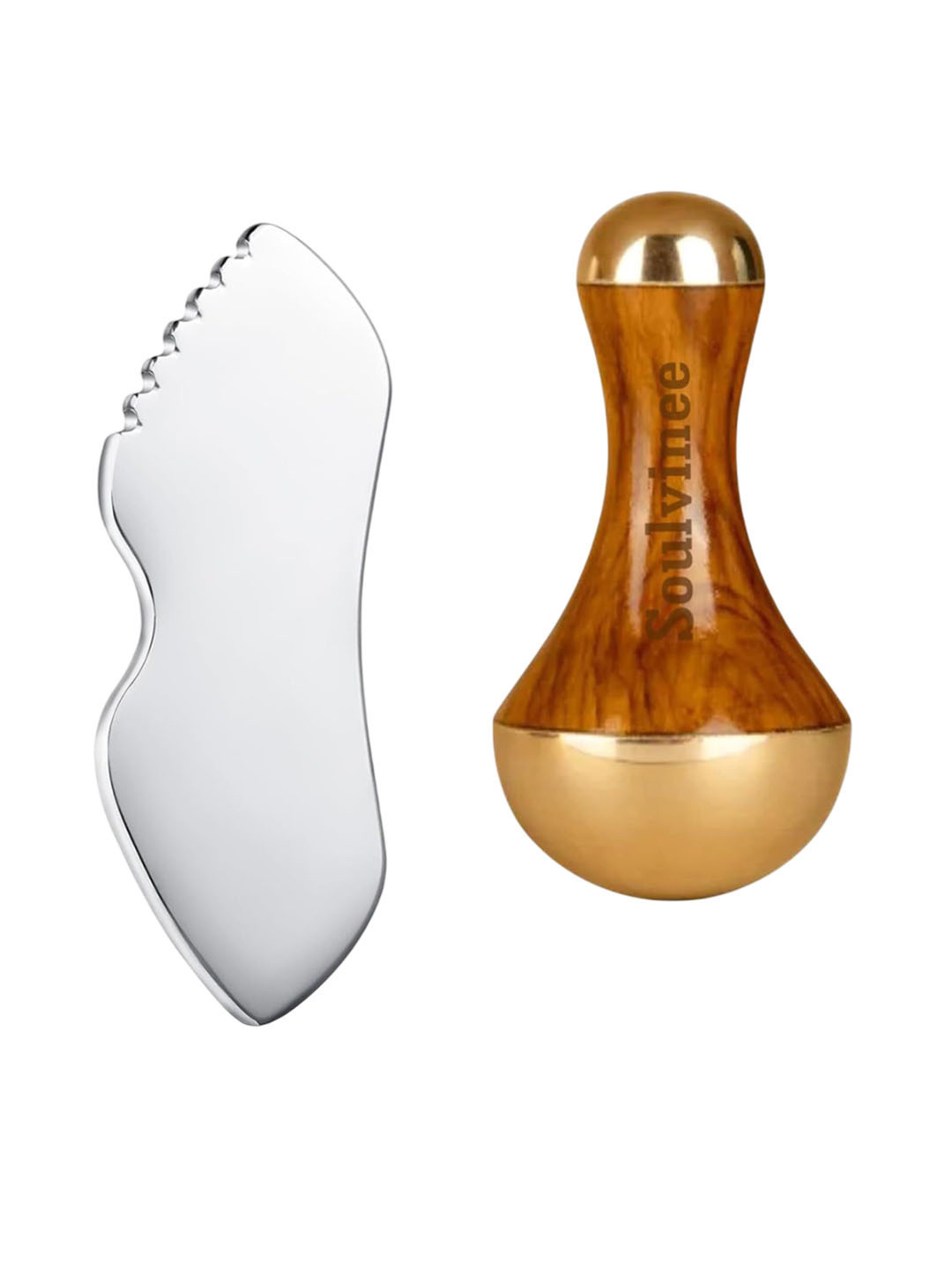 soulvinee Set Of 2 Wand & Gau Sha Face Derma Roller