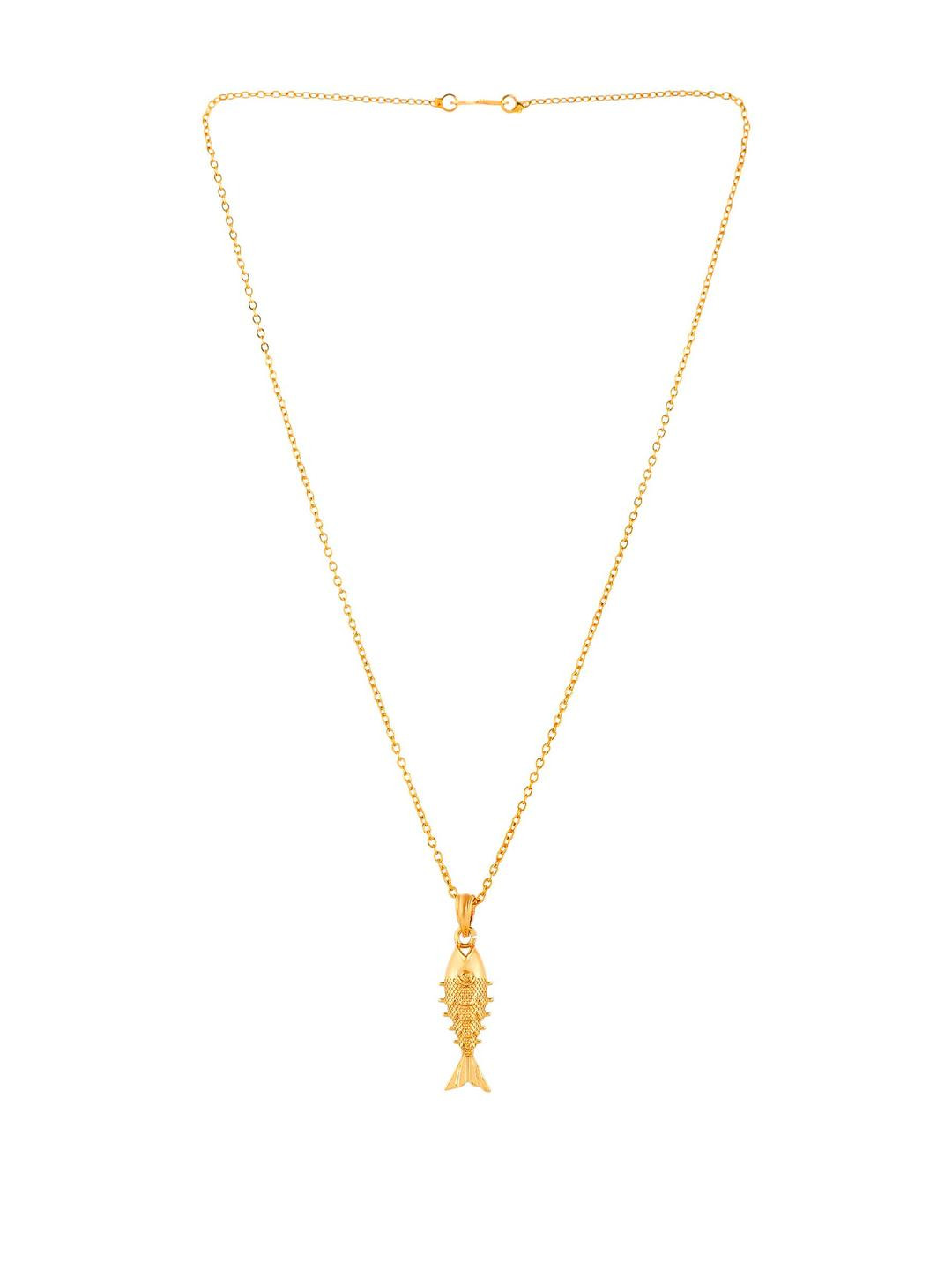 PYR FASHION Gold-Plated Fish Shaped Pendant With Chain