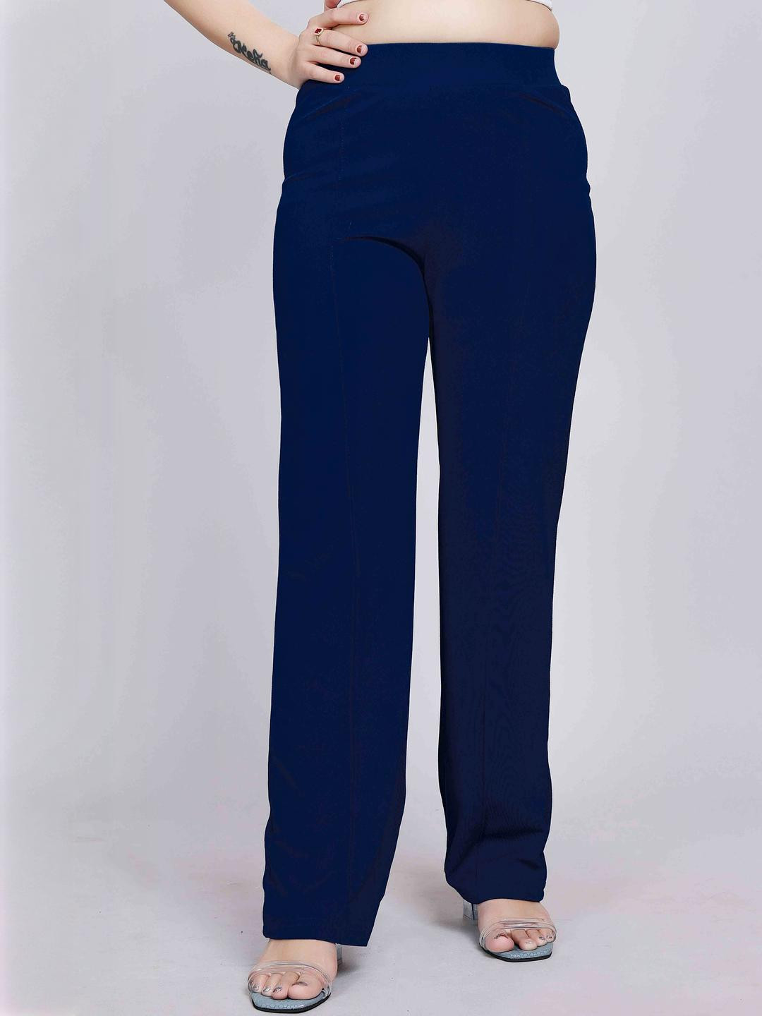 NU CLOTHS Women Relaxed High-Rise Flat-Front Regular Trousers