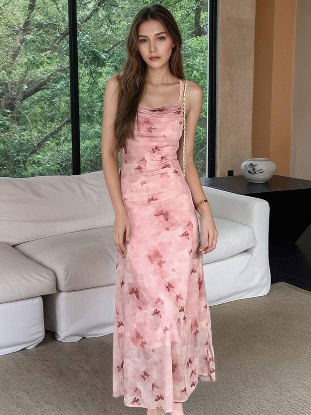 HERE&NOW Women Graphic Printed Shoulder Straps Maxi Dress