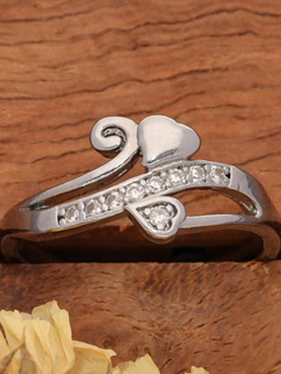 Anouk Silver-Plated Silver American Diamond  Ring