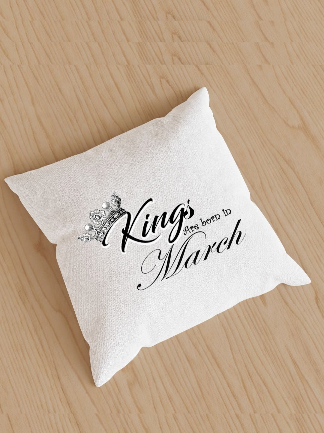 Loops n knots White & Black Kings Are Born In March Printed Pre-Filled Cushion