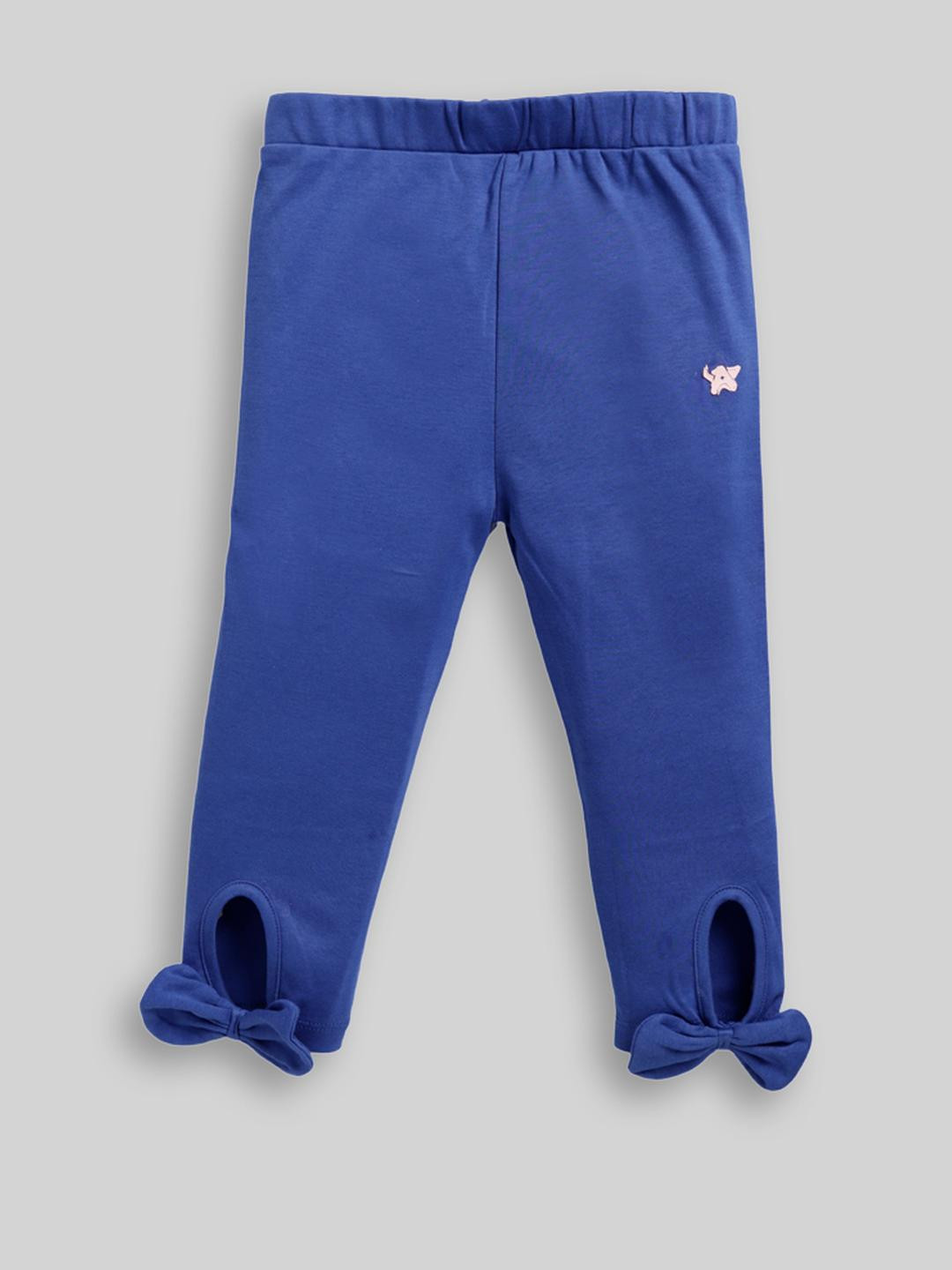 Awbabie Blue solid Cotton Toddler Girls Leggins