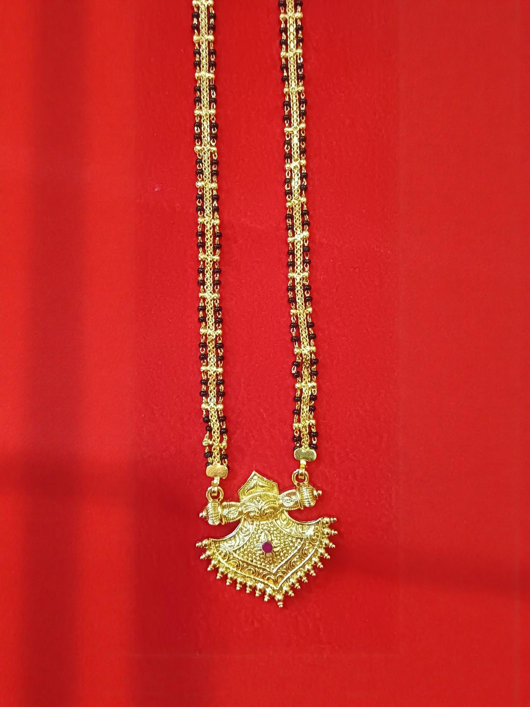 Adhira's Gold-Plated Alloy Artificial Beads   Mangalsutra