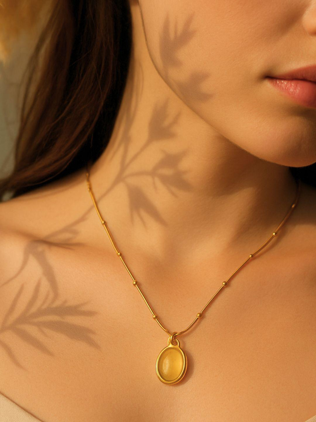 Bauble Cluster Gold-Plated Cubic Zirconia Teardrop Shaped Pendant with Chain