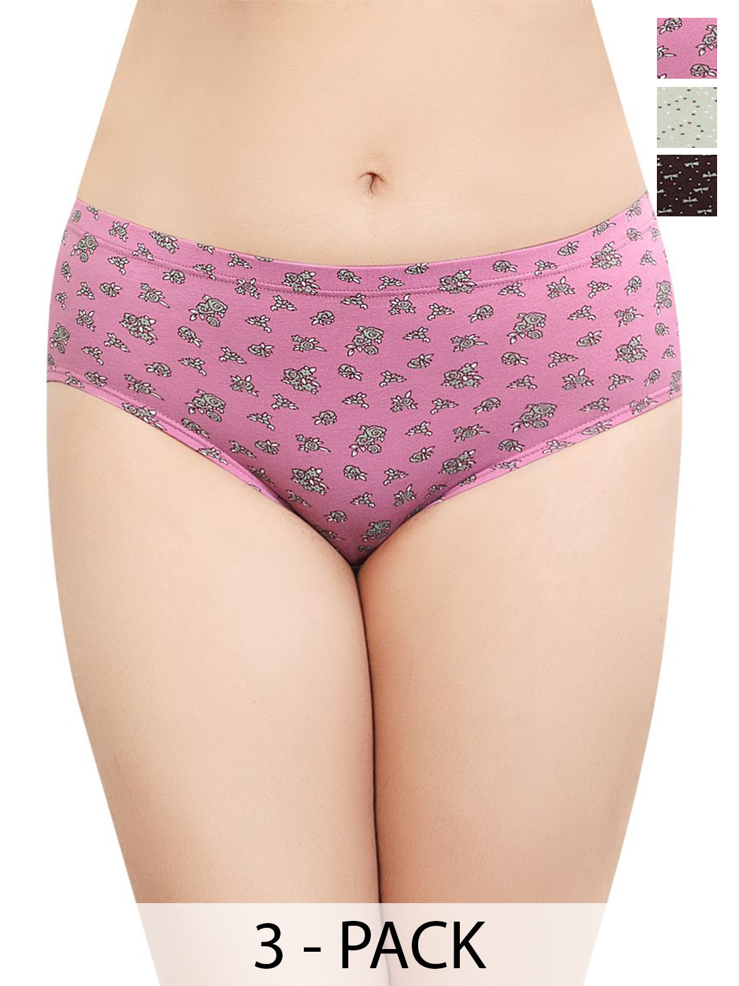 In Care Pack Of 3 Women Conversational Printed Mid-Rise Pure Cotton Hipster Briefs