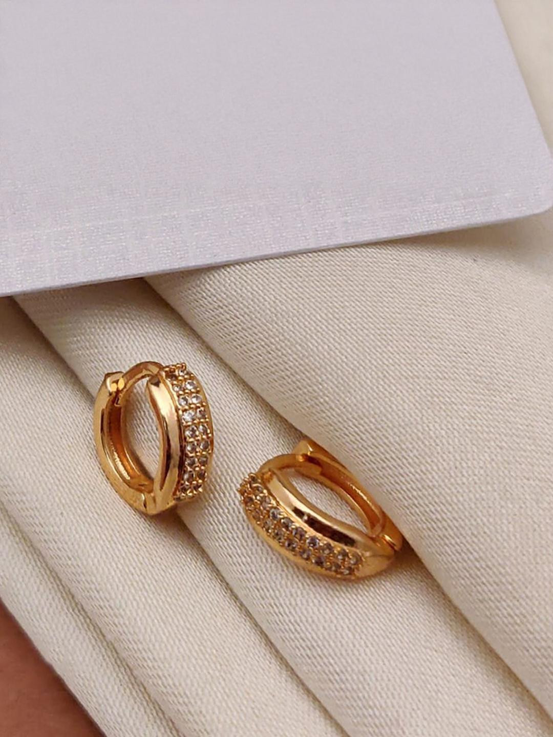 TACORRY Gold-Plated Copper Cubic Zirconia Hoop Earrings