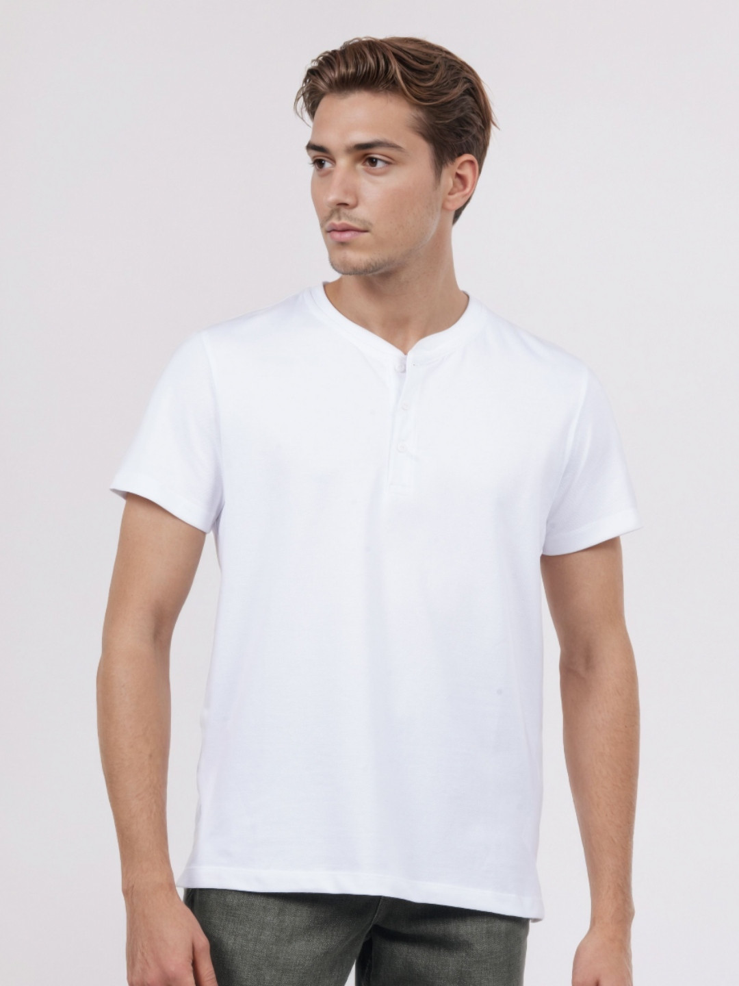 Celio Solid Henley Neck Cotton Elastane T-shirt