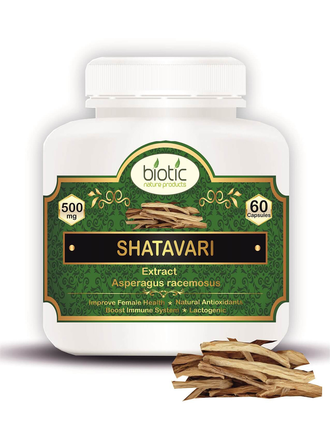 Biotic Shatavari Veg Capsules Asparagus Racemosus Extract 500mg - 60 Capsules
