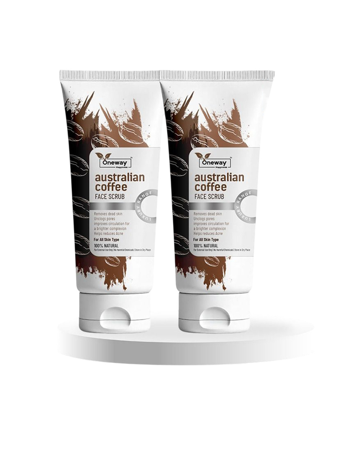 Oneway Happiness Set Of 2 Australian Coffee Face Scrub - 100 ml Each