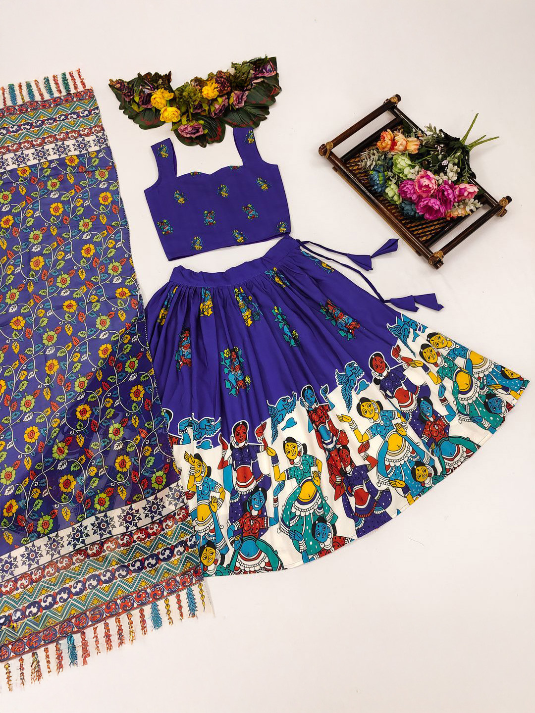 RJ ONLINE Girls Printed Ready to Wear Lehenga & Blouse With Dupatta