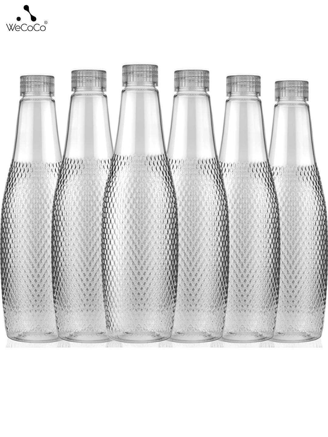 WeCoCo Transparent Set of 6 Plastic Solid Water Bottles