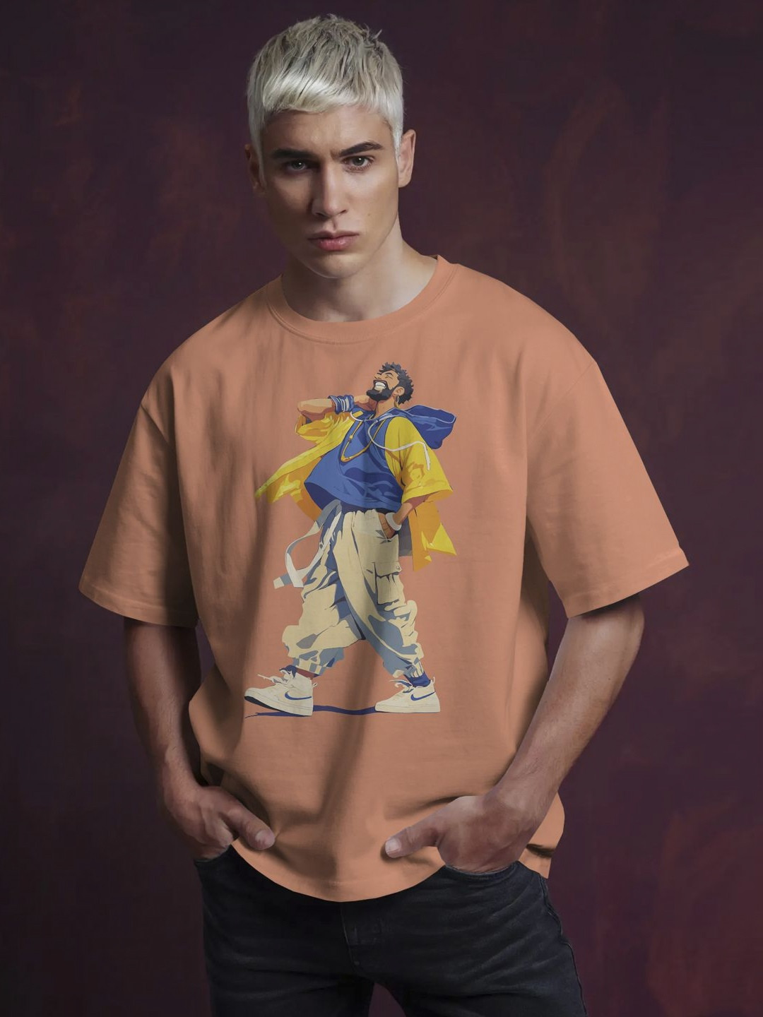 SENO TEX Graphic Printed Oversized Cotton T-shirt