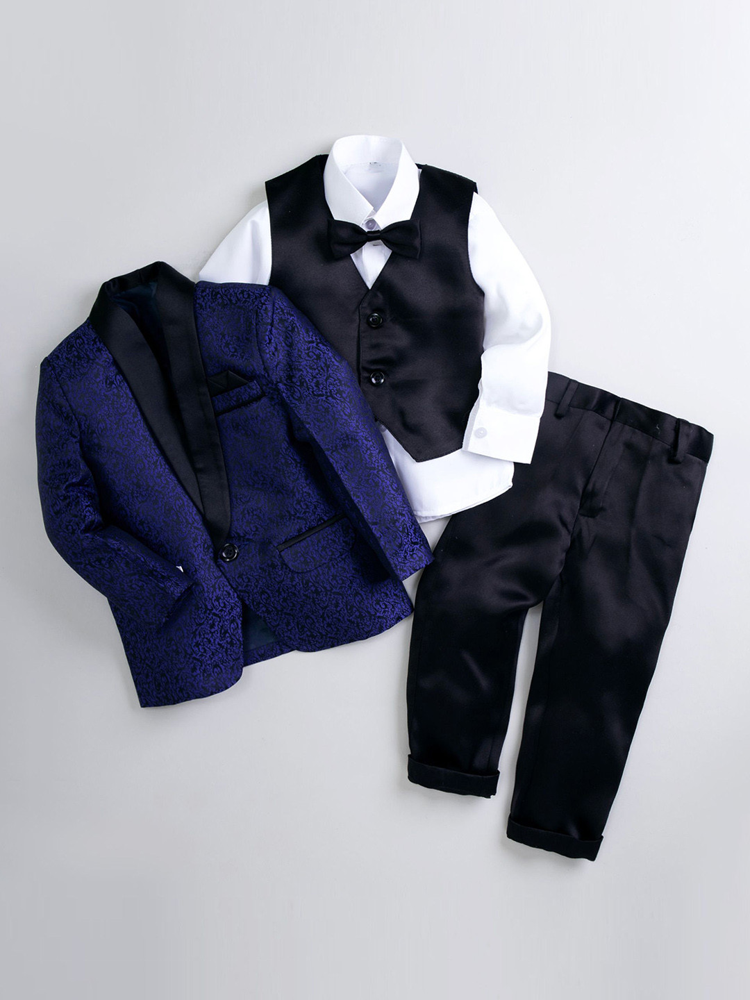 Jeetethnics Boys Self Design Shawl Collar Three-Peace Suits